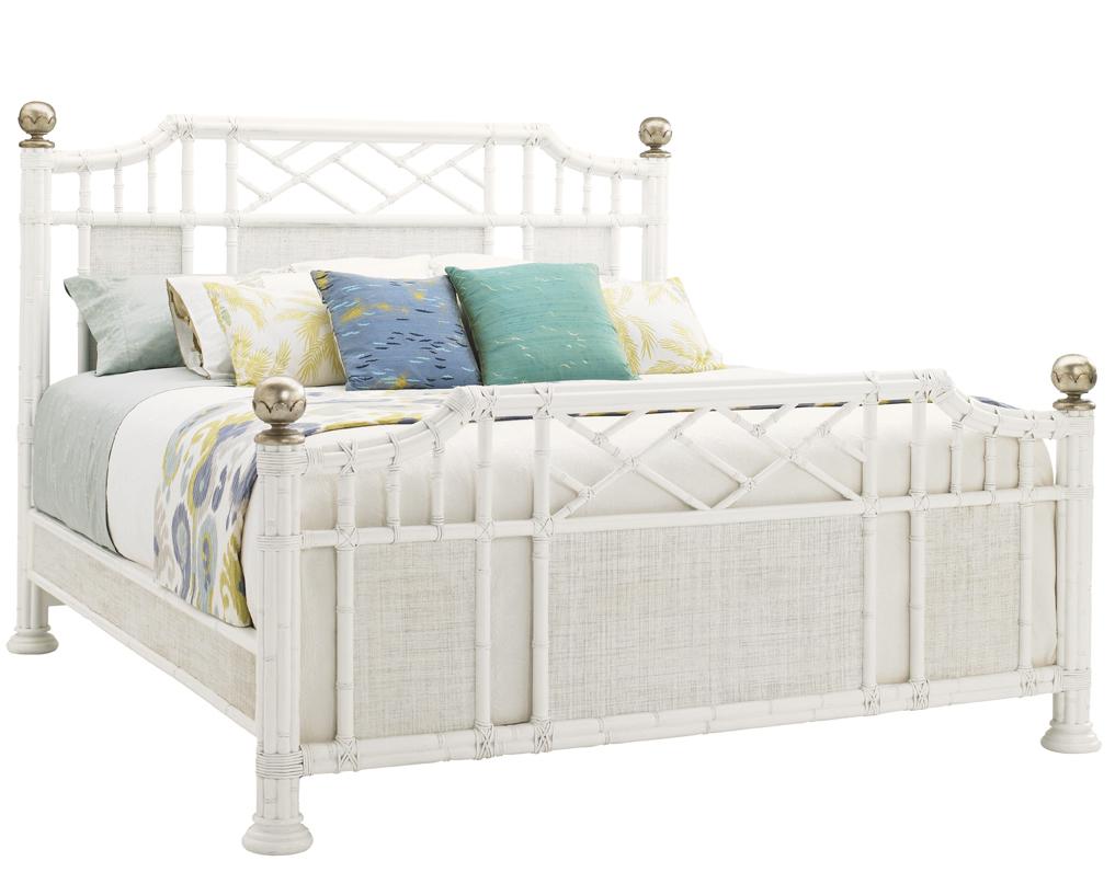 Tommy Bahama Home Ivory Key 543134HB King Pritchards Bay Panel Headboard with Leather Wrapped